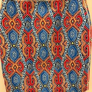 J. McLaughlin Blue and Red Geometric Mini Skirt